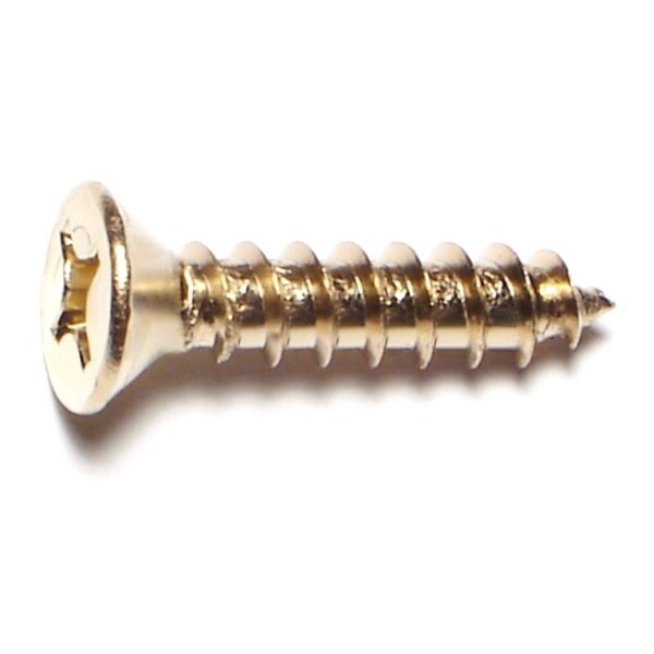 Midwest Fastener Sheet Metal Screw, #12 x 1 in, Brass Plated Steel Flat Head Phillips Drive, 25 PK 64136 - main